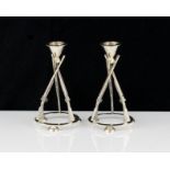 A pair of contemporary Sterling Silver rifle candlesticks by Francis Howard Ltd, Sheffield 2015 each