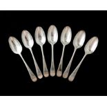 A set of seven antique George II Sterling Silver tablespoons by Isaac Callard circa 1750 in Old