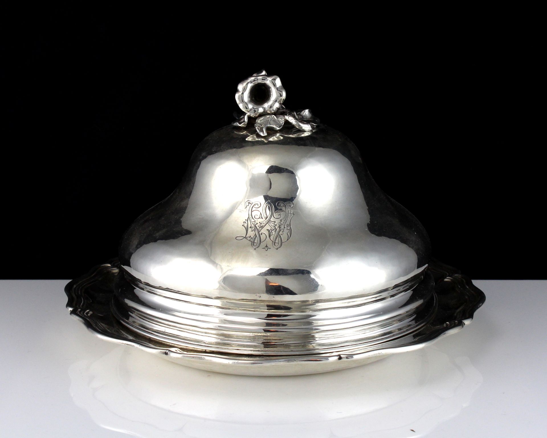 An antique Victorian Sterling Silver muffin / serving dish and cover by John Samuel Hunt, London