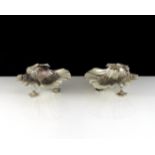 A pair of antique George IV Sterling Silver scallop shell salt cellars by George Fox, London 1827