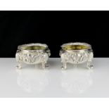 A pair of antique George III Sterling Silver salt cellars by John Harris IV, London 1818 each of