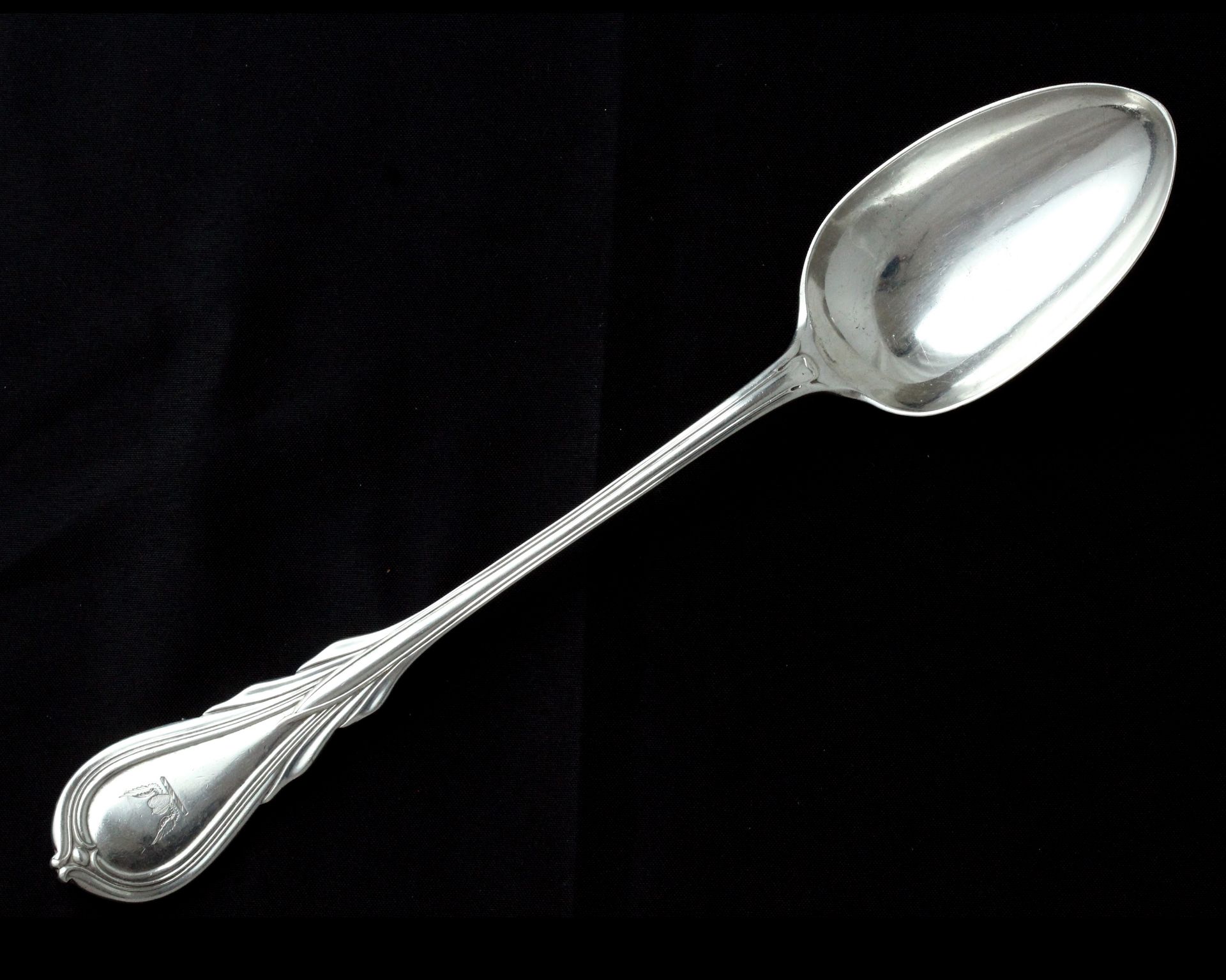 An antique Victorian Sterling Silver Lily pattern basting spoon by George Adams. London 1856. Length