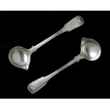 A pair of antique Victorian Irish Sterling Silver sauce / gravy ladles by John Smyth, Dublin 1852,