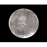 An antique French wall platter / plaque circa 1880 with a very finely engraved depiction of a