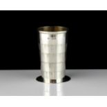 A novelty antique Sterling Silver collapsible cup by George Unite, Birmingham 1939 on a circular