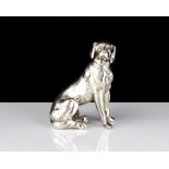 An antique novelty Sterling Silver statue of a dog import marks for Samuel Boyce Landeck, Chester