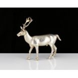 A vintage Sterling Silver statue of a stag by A E Jones, Birmingham 1973 designed to depict a stag