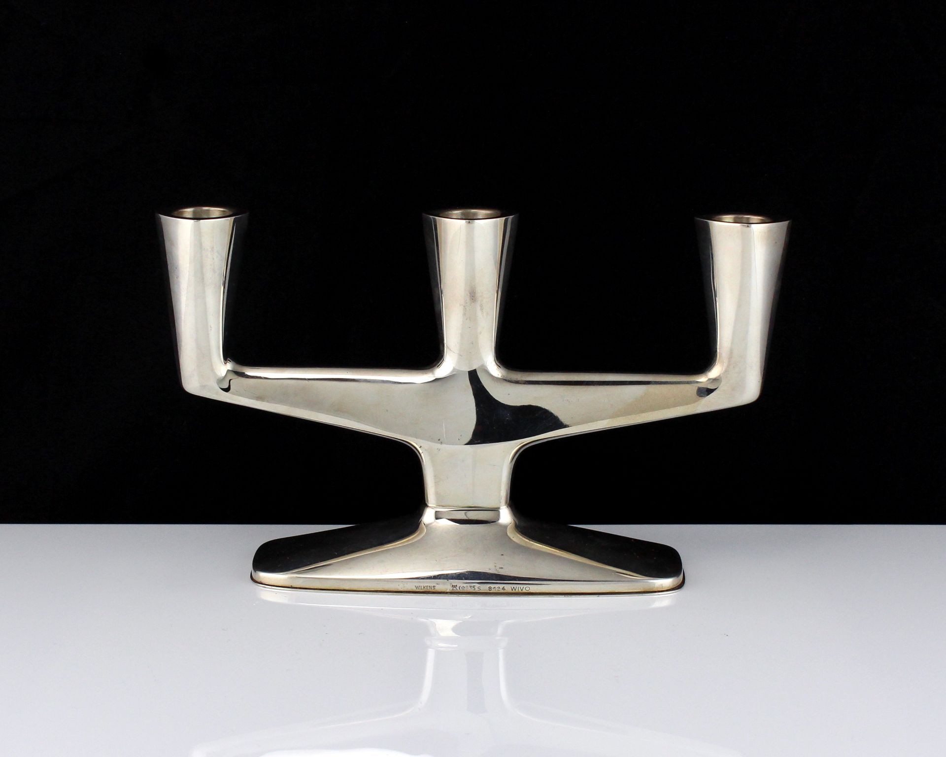 Antique Art Deco German Silver candelabrum by Wilkens & Sohne of Bremen-Hemelingen, c1930 with three