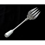 An antique Victorian Sterling Silver meat fork by Francis Higgins II, London 1857 in fiddle pattern.