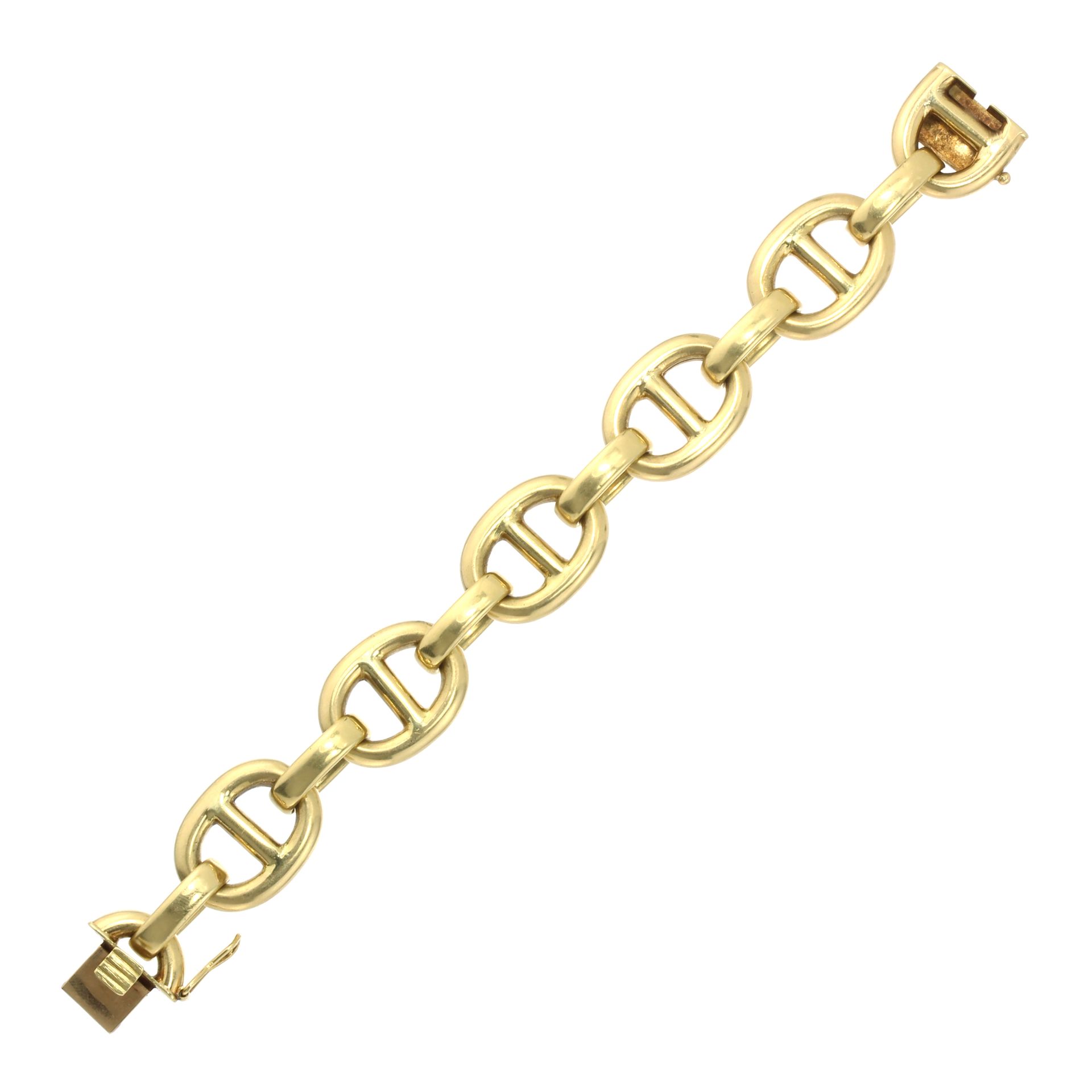 A GUCCI STYLE MARINER LINK BRACELET designed with six mariner links joined by rings, length 197mm,