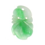 A CHINESE JADEITE JADE PENDANT of flattened tapering form, with carved detailing, 2.0cm.