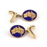 A PAIR OF ENAMEL AUSTRALIAN MAP & BOOMERANG CUFFLINKS, LATE 19TH CENTURY each comprising one