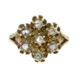 A DIAMOND CLUSTER RING, 19TH CENTURY set with a cluster of seven rose cut diamonds in a floral