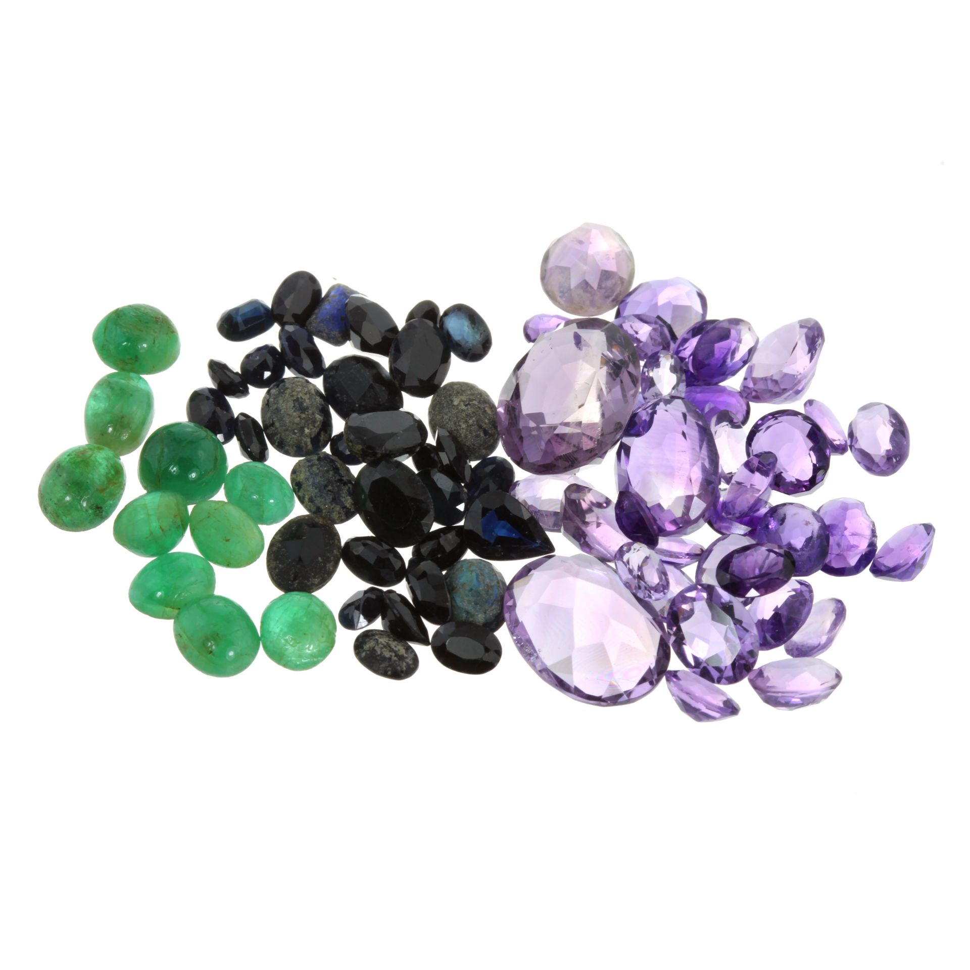A SELECTION OF LOOSE FACETED AND POLISHED GEMSTONES to include 29.2 carats of blue sapphires, 15.5
