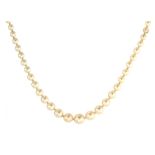 AN ANTIQUE PEARL NECKLACE comprising a single row of eighty-six graduated pearls with a pearl-set