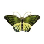 AN ENAMEL BUTTERFLY BROOCH, NORWEGIAN MID 20TH CENTURY designed as a butterfly, its body and wings