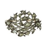 A JEWELLED BROOCH, 19TH CENTURY designed as a floral spray jewelled with variously sized rose cut