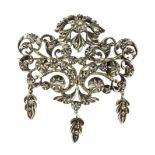 AN ANTIQUE DIAMOND BROOCH, 19TH CENTURY designed as various scrolling foliate motifs jewelled with