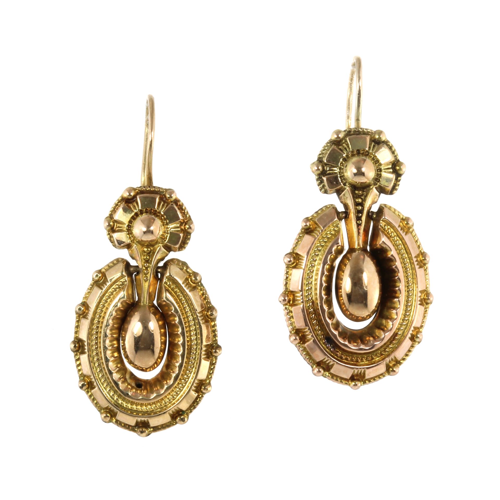 A PAIR OF ARTICULATED EARRINGS, LATE 19TH CENTURY each designed as a central sphere below a