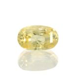 A CEYLON NO HEAT LOOSE YELLOW SAPPHIRE oval cut, weighing 12.45 carats.