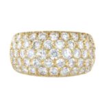 A DIAMOND HALF ETERNITY RING, VAN CLEEF & ARPELS CIRCA 1980 in 18ct yellow gold set with five rows