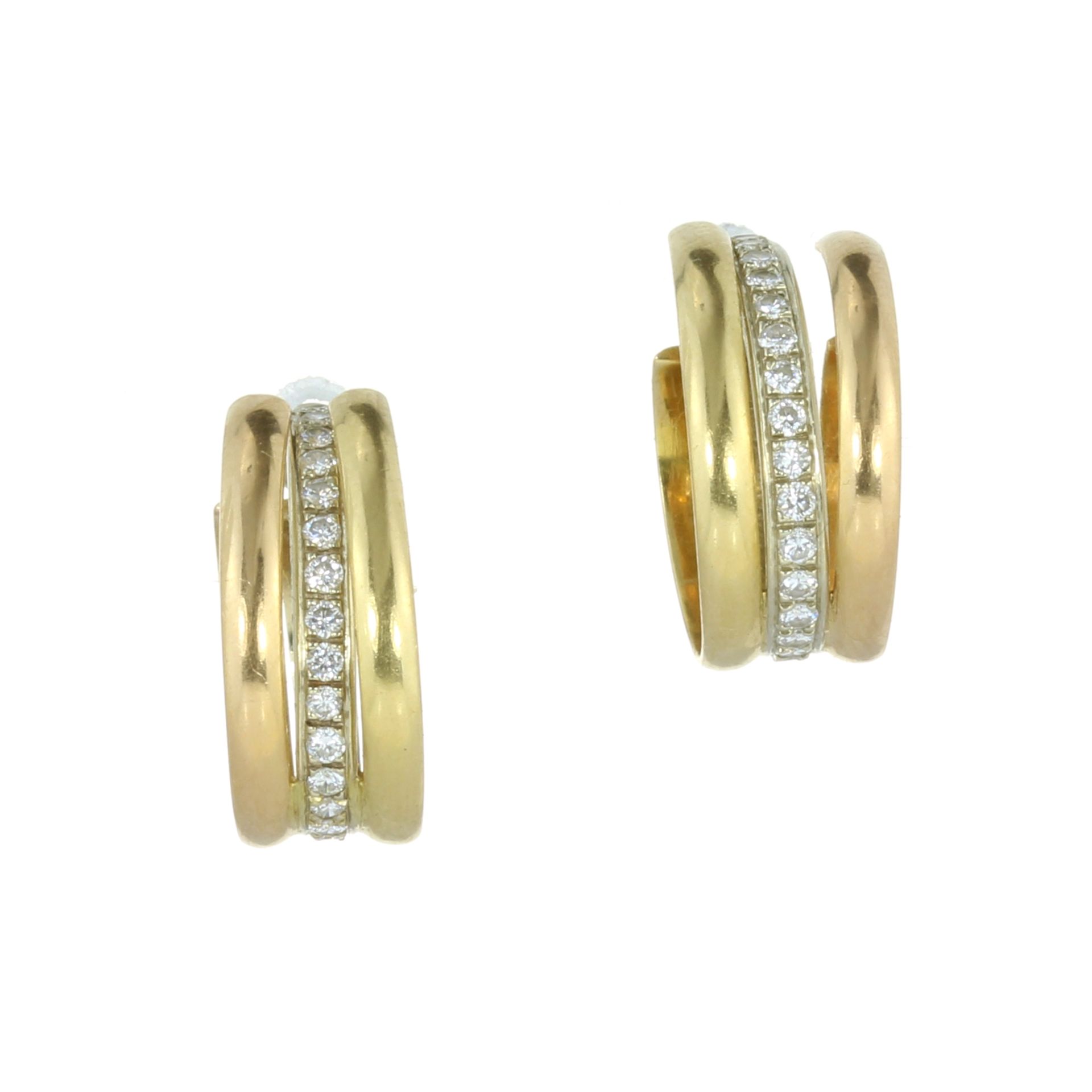 A PAIR OF TRINITY DE CARTIER DIAMOND HOOP EARRINGS, CARTIER in 18ct yellow, white and rose gold,