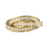 A TRINITY DE CARTIER DIAMOND RING, CARTIER in 18ct yellow gold designed as three interlocking