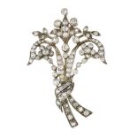 AN ANTIQUE DIAMOND FLORAL SPRAY PENDANT in yellow gold and platinum designed as a floral spray,
