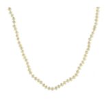 AN ANTIQUE NATURAL SALTWATER PEARL NECKLACE comprising a single row of one hundred and thirty