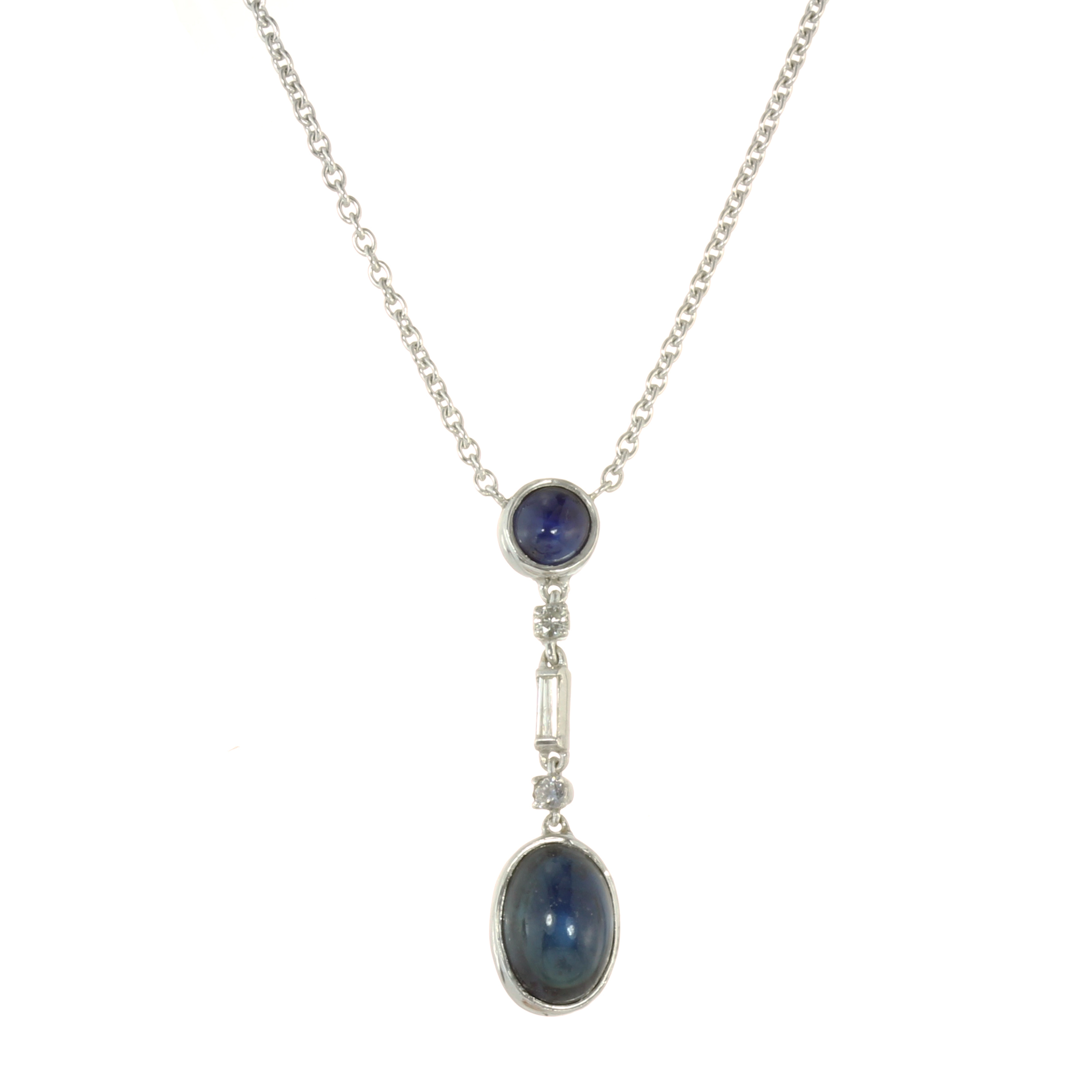 A SAPPHIRE AND DIAMOND NECKLACE in white gold or platinum set with an ...