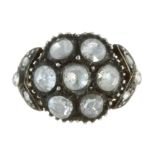 AN ANTIQUE DIAMOND CLUSTER RING, DUTCH 19TH CENTURY in high carat yellow gold and silver set with