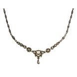 AN ANTIQUE DIAMOND NECKLACE, DUTCH set with a central rose cut diamond of 7.3mm within a