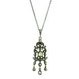 AN ANTIQUE DIAMOND AND PEARL PENDANT / BROOCH, DUTCH 19TH CENTURY in high carat yellow gold and