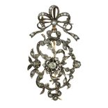 AN ANTIQUE DIAMOND PENDANT, DUTCH 19TH CENTURY in high carat yellow gold and silver set with a