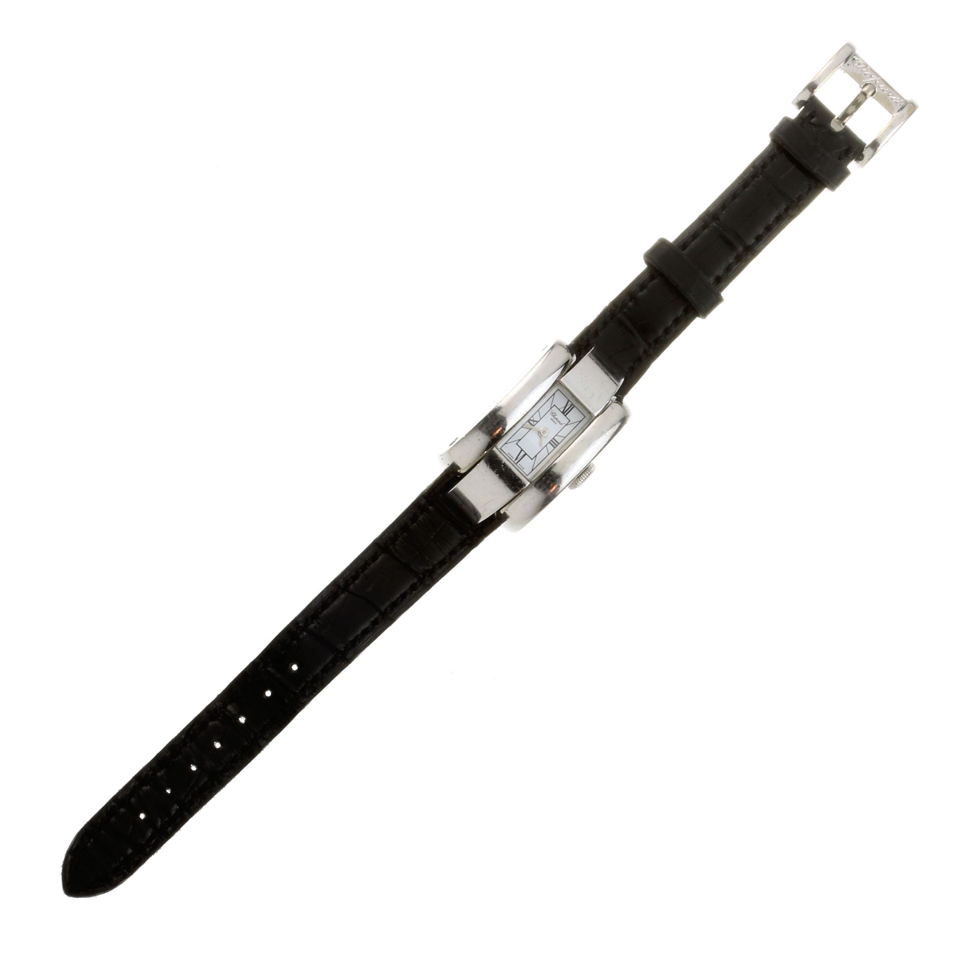 A LADIES LA STRADA WRIST WATCH, CHOPARD in 18ct white gold, with Chopard leather strap, original - Bild 2 aus 2