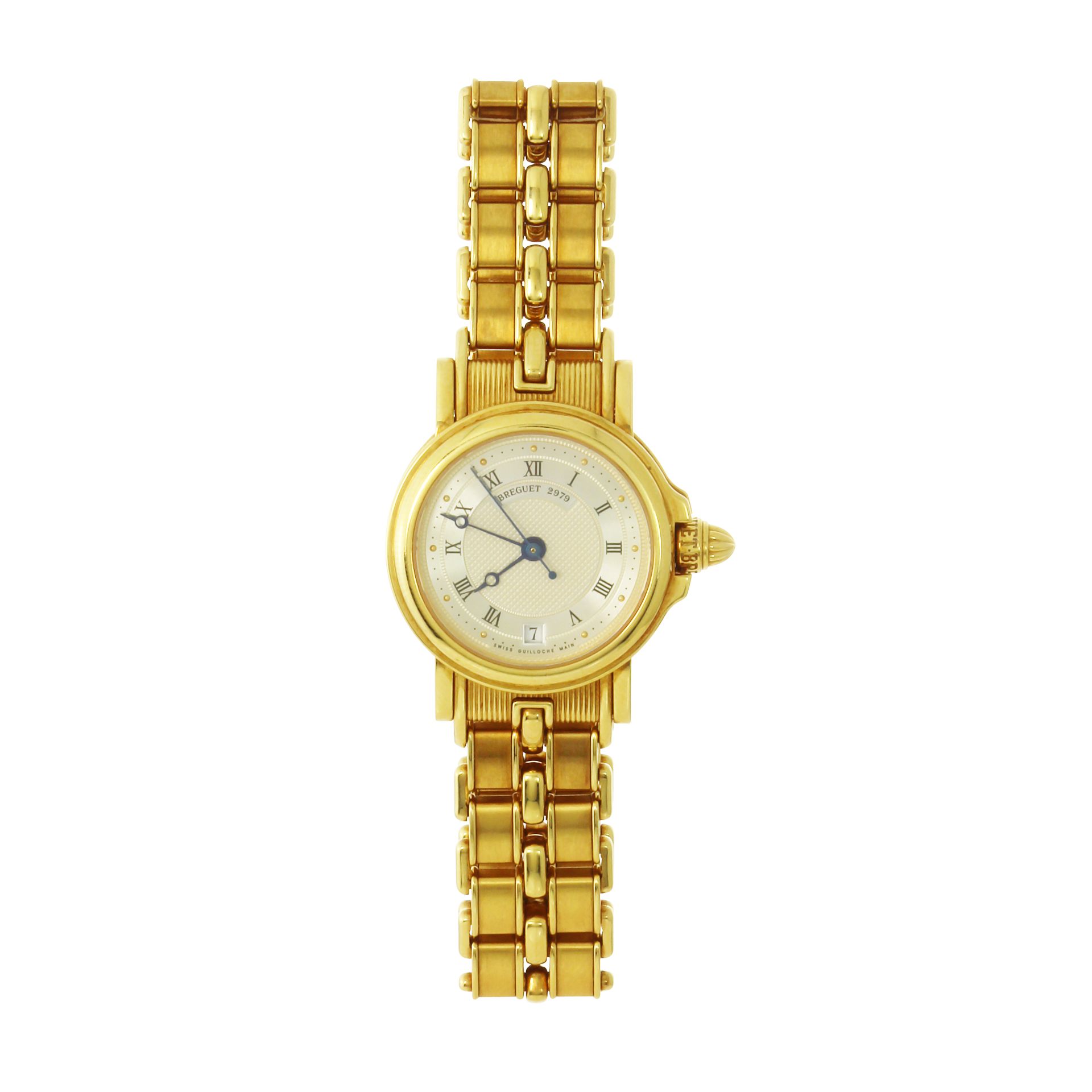 A MARINE 3400 LADIES GOLD WRISTWATCH, BREGUET in 18ct yellow gold, the 26mm circular face with