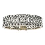 AN ANTIQUE 16.15 CARAT DIAMOND BRACELET CIRCA 1880 in high carat yellow gold and silver, the