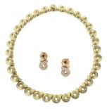A FANCY LINK NECKLACE AND DIAMOND EARRINGS SUITE, BOUCHERON in 18ct yellow gold the necklace