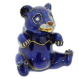 A VINTAGE DIAMOND AND ENAMEL PANDA BEAR PILL BOX, PIERINO FRASCAROLO in 18ct yellow gold, the box