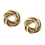 A PAIR OF KNOTTED ROPE EARRINGS in yellow gold, each formed of interwoven rope motifs, 1.8cm, 3.5g.