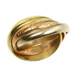 A TRINITY DE CARTIER RING, CARTIER in 18ct gold, comprising three interlocking gold bands in rose,