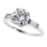 A 1.82 CARAT SOLITAIRE DIAMOND ENGAGEMENT RING, CARTIER set with a central round cut diamond of 1.82