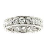 A 2.0 CARAT DIAMOND ETERNITY RING in 18ct white gold, compromising of one row of round cut diamonds,