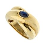 A SAPPHIRE CROSSOVER DRESS RING, CARTIER 1992 in 18ct yellow gold, designed as a double crossover
