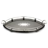 AN ANTIQUE VICTORIAN STERLING SILVER TRAY BY THOMAS LATHAM & ERNEST MORTON, BIRMINGHAM 1876 of