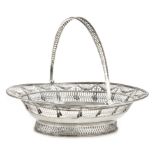 AN ANTIQUE GEORGE III STERLING SILVER BASKET BY BENJAMIN MONTIGUE, LONDON 1777 of oval form,