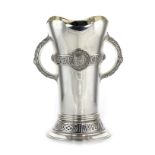 AN ANTIQUE IRISH STERLING SILVER CELTIC VASE BY SHARMAN NEILL, DUBLIN 1909 the tapering circular