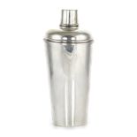 A VINTAGE SILVER COCKTAIL SHAKER, ITALIAN CIRCA 1960 the tapering body with stepped decoration