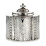 AN ANTIQUE GEORGE III STERLING SILVER TEA CADDY BY ROBERT HENNELL, LONDON 1791 the stylised