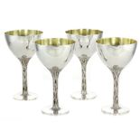 A SET OF FOUR VINTAGE STERLING SILVER CHAMPAGNE COUPES BY CHRISTOPHER LAWRENCE, LONDON 1973 each